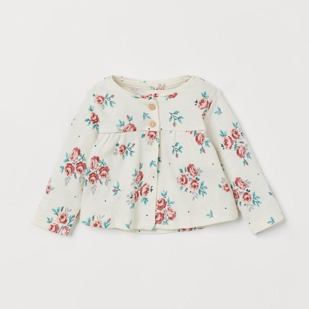 H&M Baby Girl Floral Ribbed Cardigan